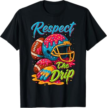 Football Drip Boys Football Ice Cream Sprinkle Respect Drip T-Shirt
