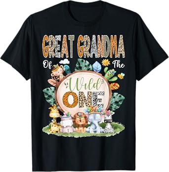 Great Grandma Of The Wild One Safari Tribal Jungle 1St Bday T-Shirt