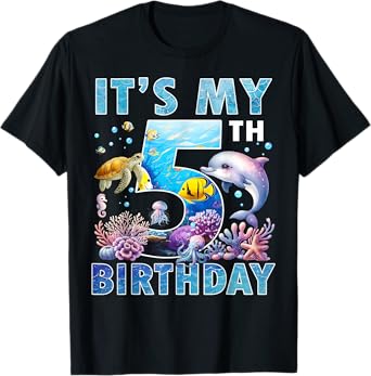 It’s My 5th Birthday Ocean 5 Years Old Sea Aquarium Birthday T-Shirt