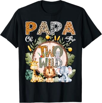 Papa Of The Two Wild Animal Safari 2Nd Birthday Party T-Shirt