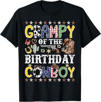 Grampy Of The Birthday Cowboy Western Rodeo Grampy T-Shirt
