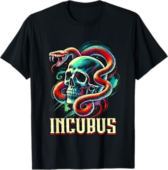 Vintage Retro Incubus Skull and Snake Halloween Horror Style T-Shirt