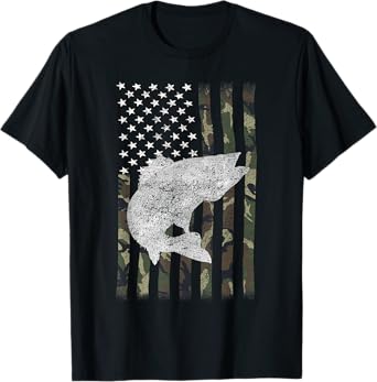 Camouflage Flag Walleye Fishing Angler T-Shirt