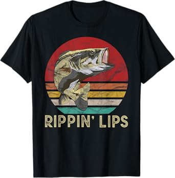Rippin Lips Retro Vintage Bass Fishing Gifts T-Shirt