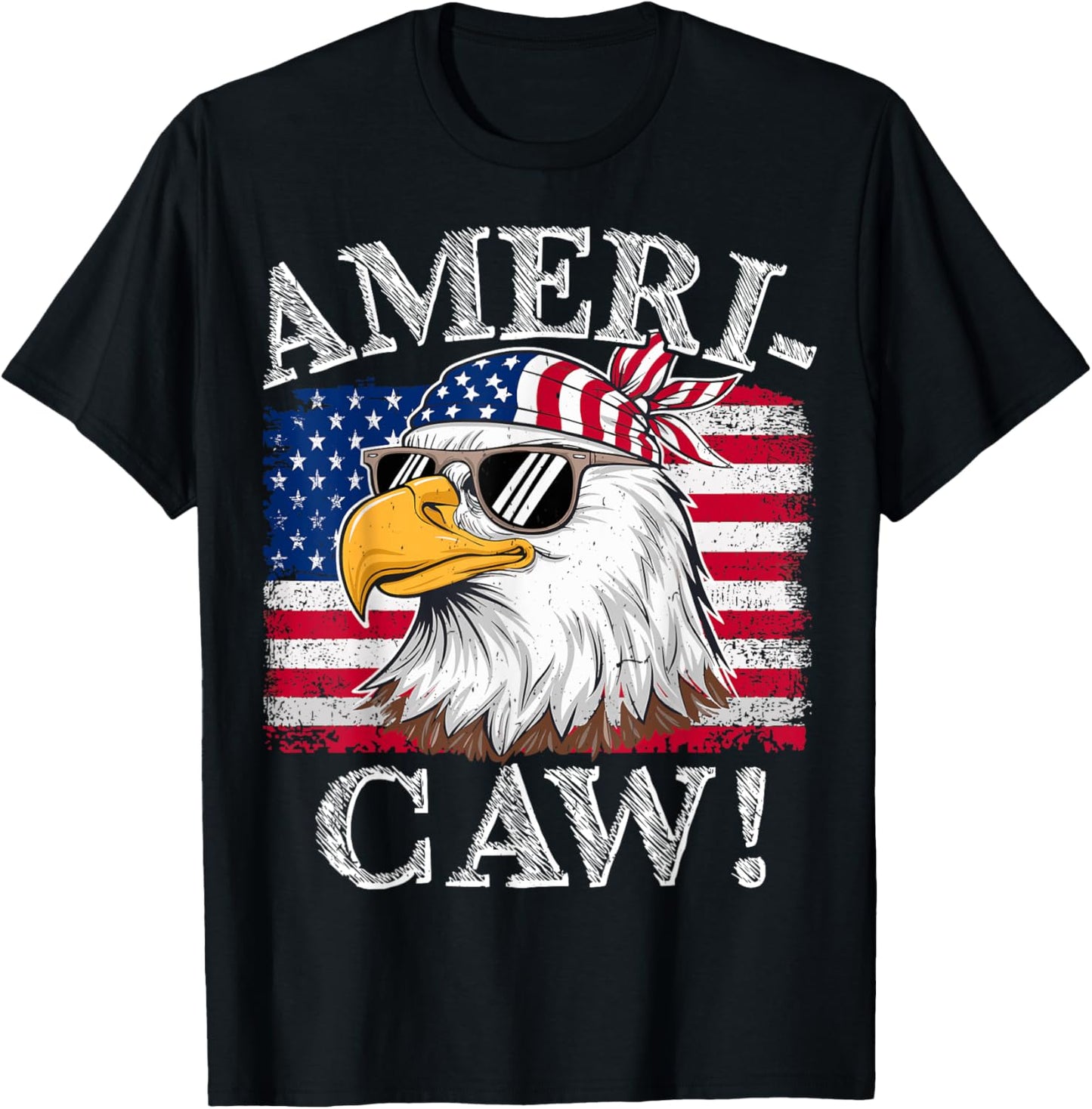 Ameri Caw Usa Flag American Patriotic Eagle 4th Of July T-shirt