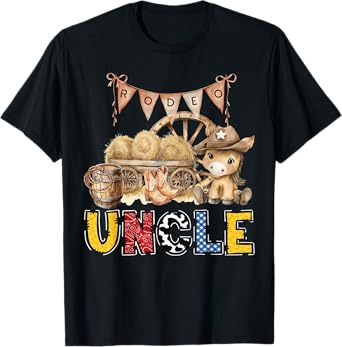 Rodeo Uncle Western Cowboy Birthday Family Matching T-Shirt