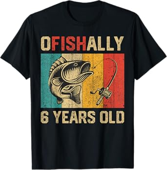 Ofishally 6 Years Old Funny Fishing Birthday Fisherman T-Shirt