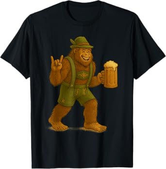 German Bigfoot Rock Sasquatch Beer Lederhosen Oktoberfest T-Shirt