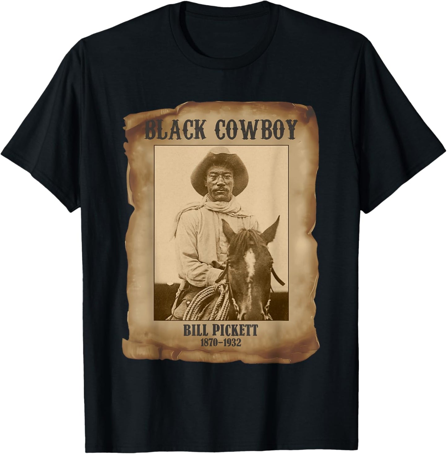 Black Cowboy Bill Pickett Western Rodeo Melanin History T-Shirt