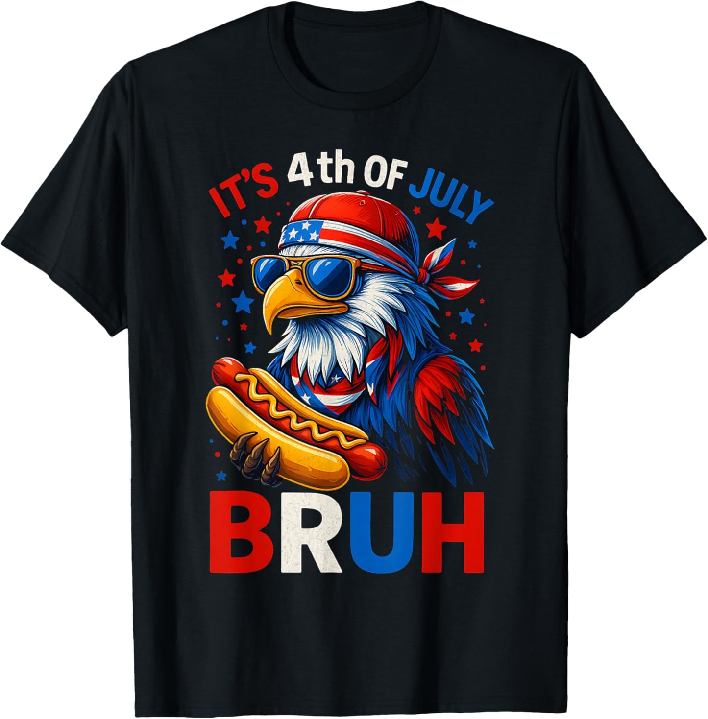 Hotdog Bruh 4th Of July Boys Kids Fourth Of July Bald Eagle T-shirt