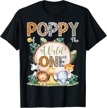 Poppy Of The Wild One First Birthday Safari Woodland T-Shirt
