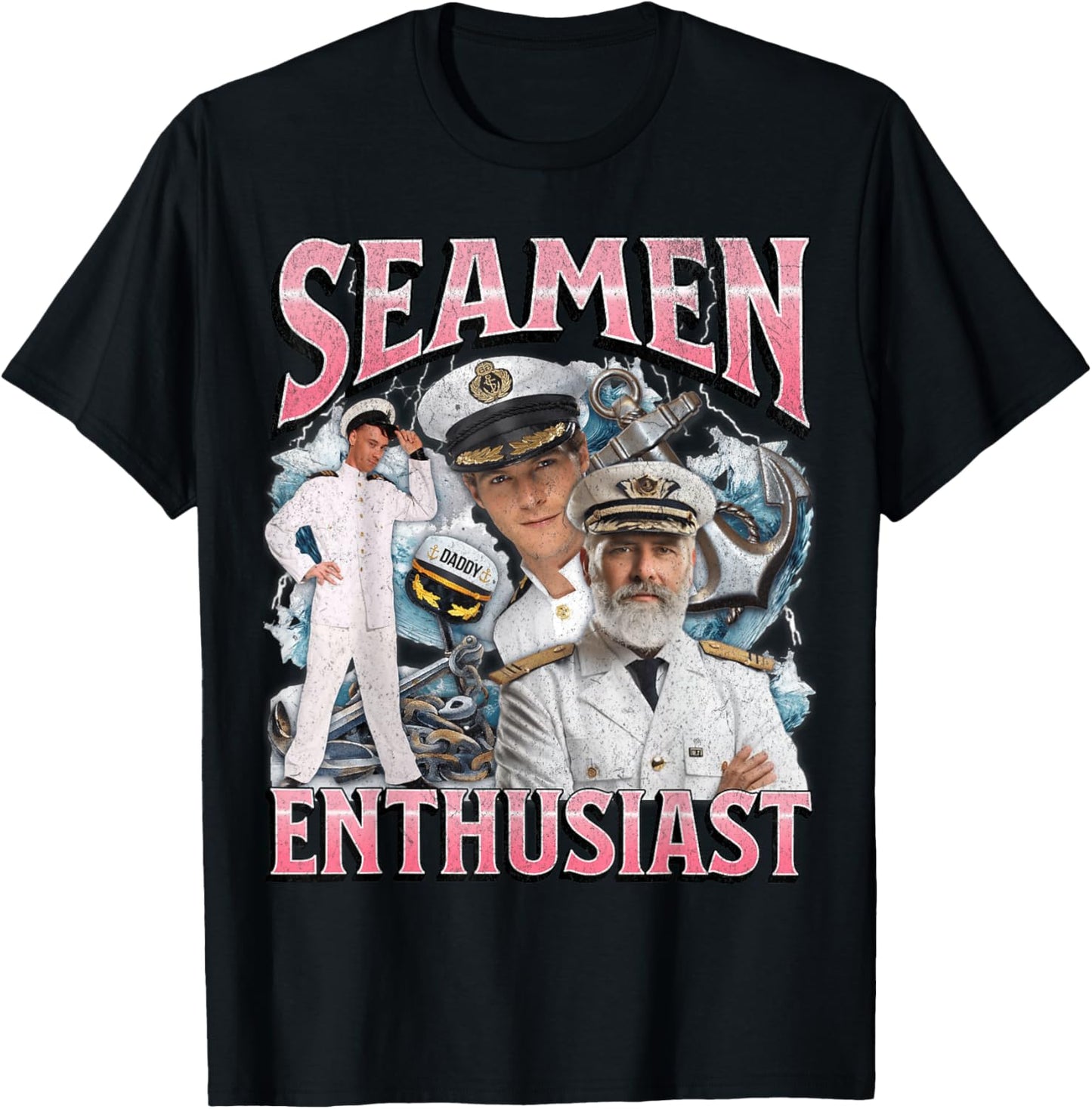 Seaman Funny Offensive Adult Humor Meme Bootleg Y2K Graphic T-Shirt