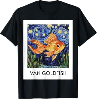 VAN GOLDFISH Funny Cat Van Gogh-style Fish Lover T-Shirt