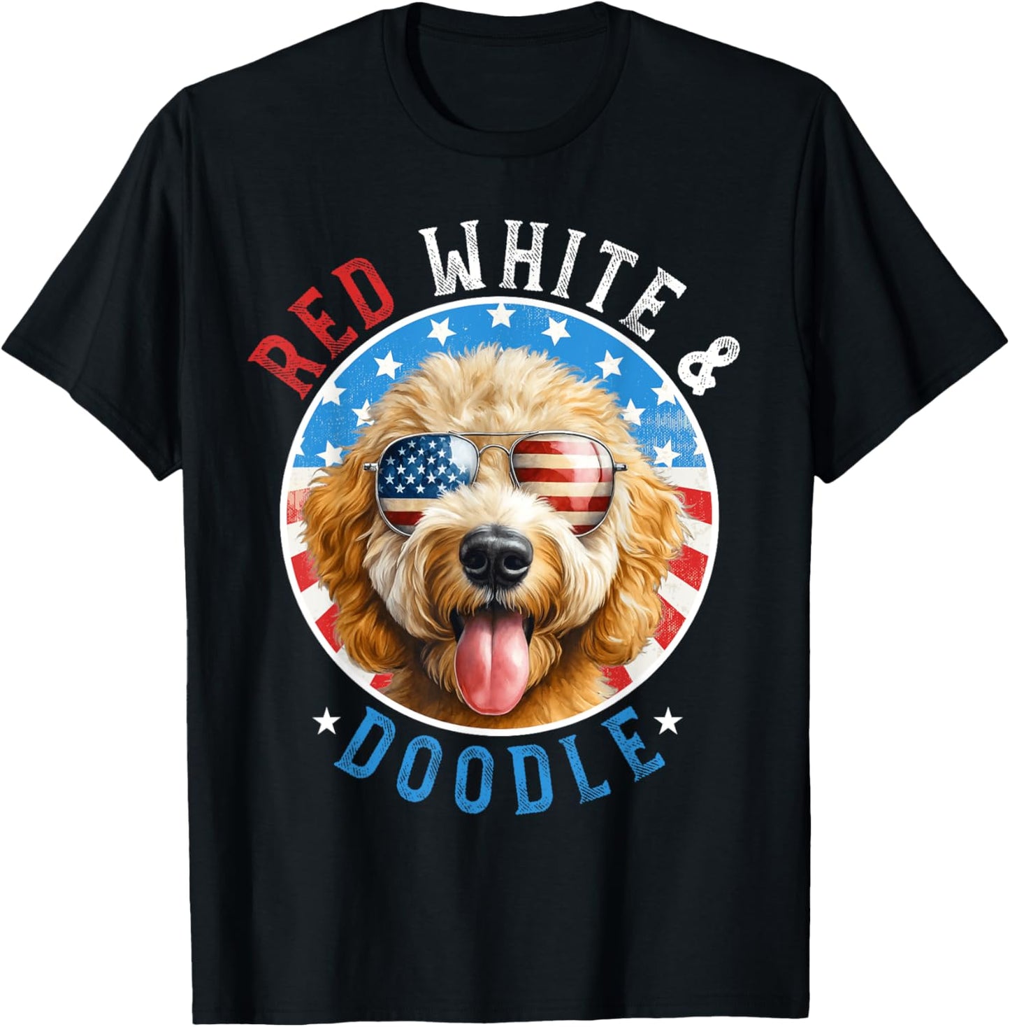 Goldendoodle Dog 4th of July Red White and Doodle Lovers T-Shirt