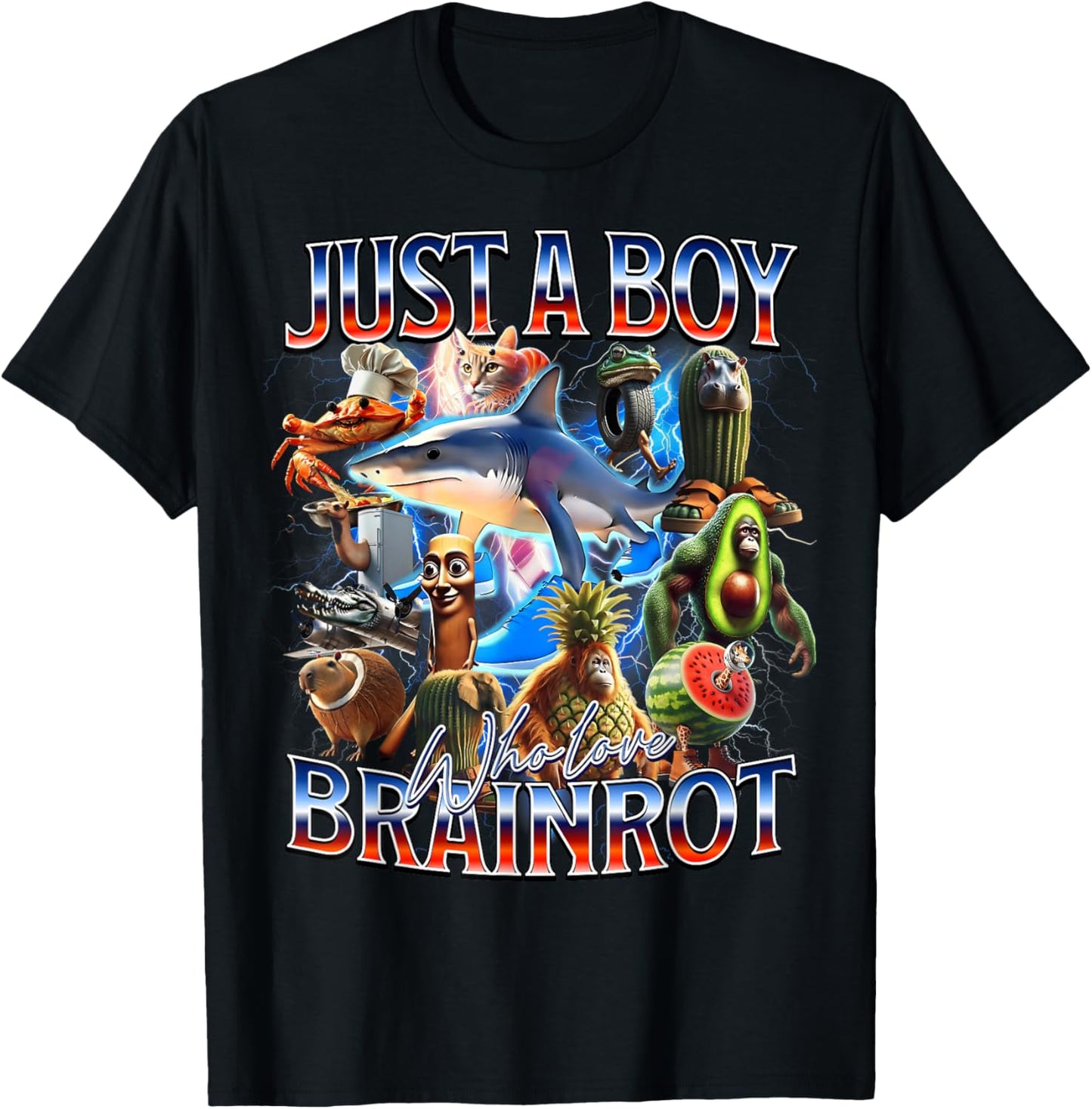 Just A Boy Who Love Brainrot Meme Italian Bootleg Girl Kids T-Shirt