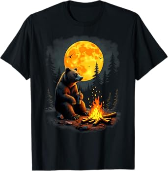 Grizzly Bear Drinking Beer Hiking Camping T-Shirt