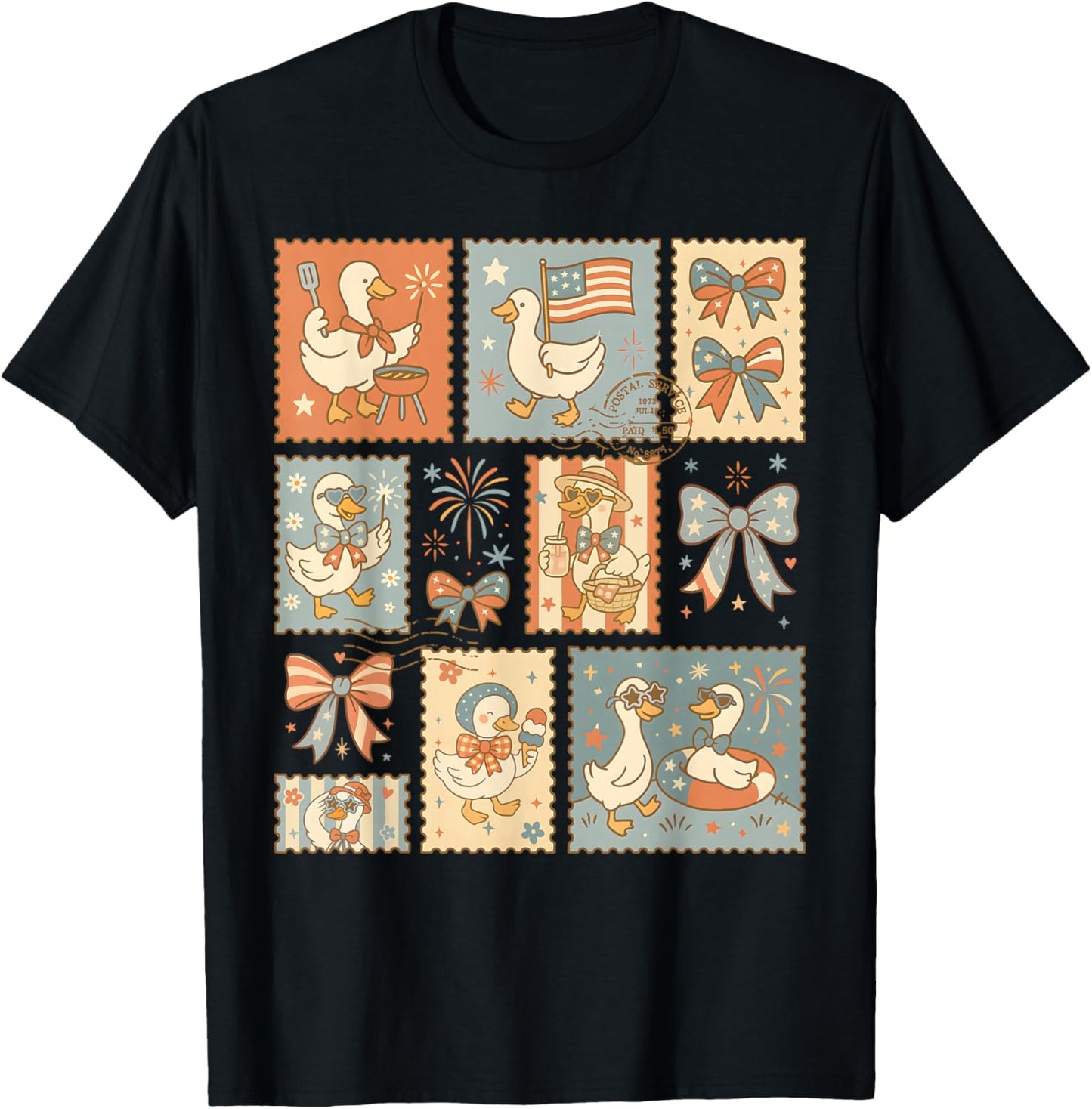Funny 4th of July Goose Retro Independence Day Firequacker T-Shirt