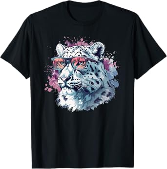 Cool looking Snow Leopard with Shades for Adults and Kids T-Shirt