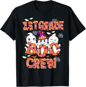 Retro 1st grade boo crew First Grade Kids Halloween Costume T-Shirt
