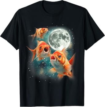 Three Goldfish Moon | 3 Fish Moon Unique Goldfish Parody T-Shirt