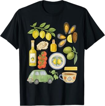 Italian Summer Scrapbook with Limoncello seafood coastal T-Shirt