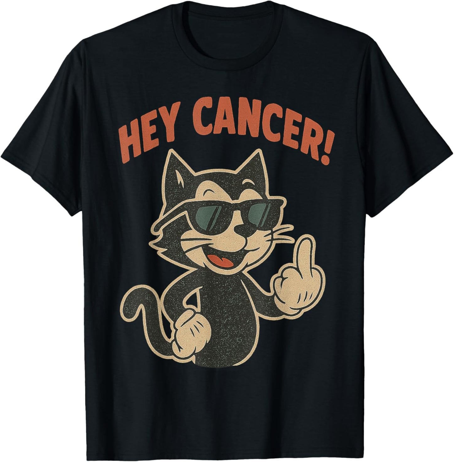 Hey Cancer Funny Cat Middle Finger T-Shirt