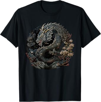Japanese Art Dragon Japan Chinese Asian Graphic Print T-Shirt