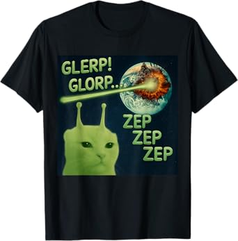 Alien Cat Zep Zep Funny Space Meme for boys girls women men T-Shirt