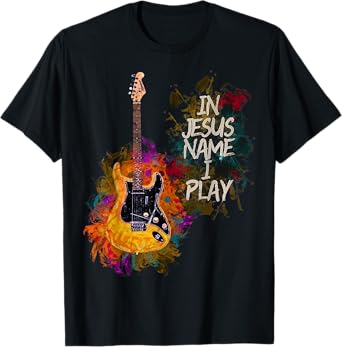 In Jesus Name I Play Guitar Christian Guitar Player Vintage T-Shirt