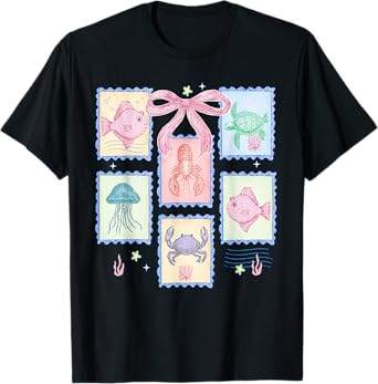 Ocean Sea Animals Coquette Bow Beach Hawaii Summer Vacation T-Shirt