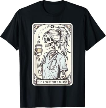 The Registered Nurse Tarot Card Skeleton RN Nursing Doctor T-Shirt