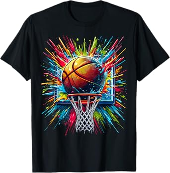 Basketball Tie Dye Color Splash Colorful Basketball Hoop T-Shirt