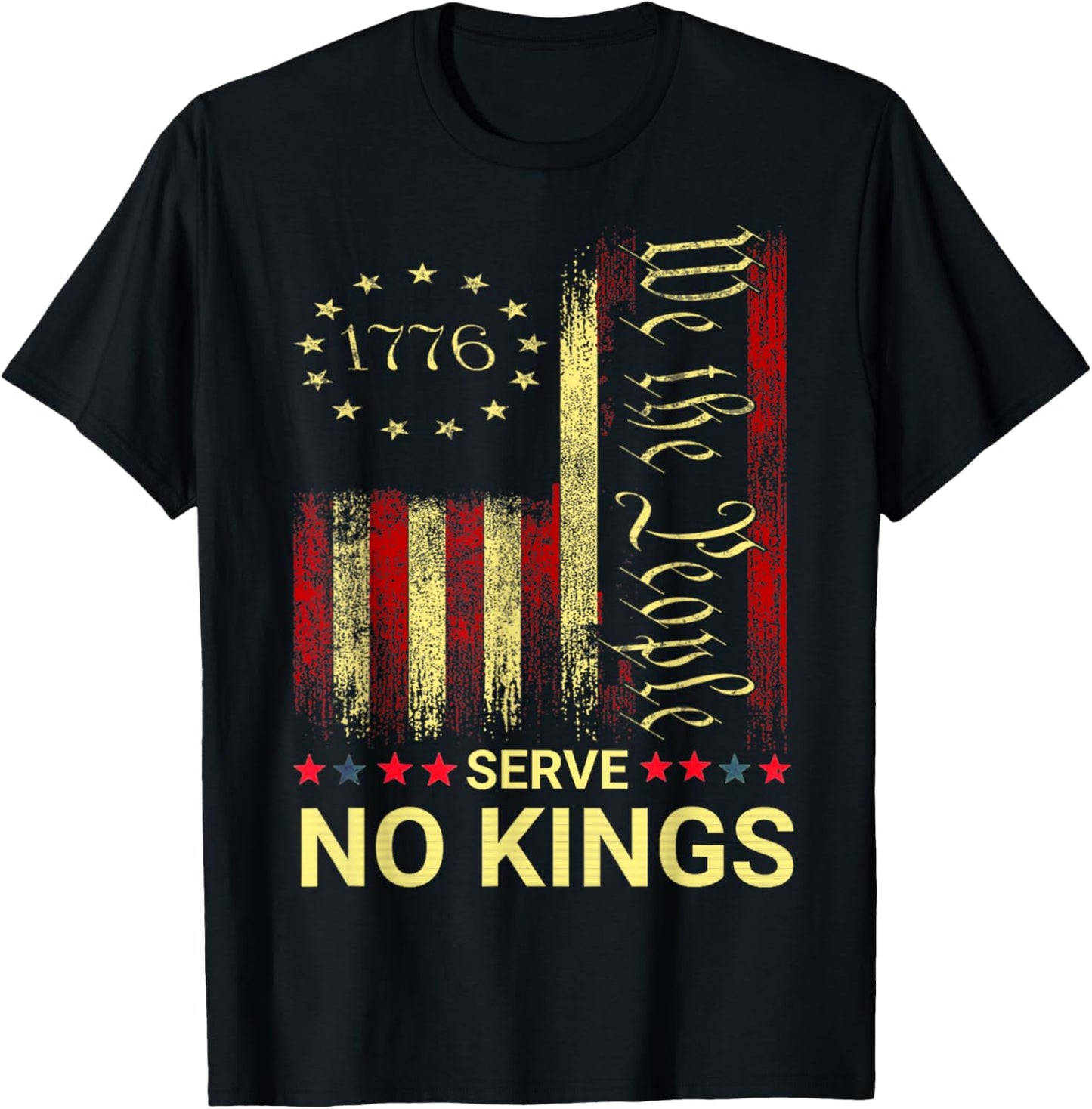 No Kings In America Since 1776 Distressed Usa Flag Vintage T-shirt