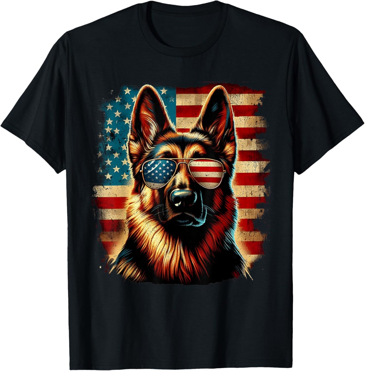 Patriotic American Flag German Shepherd 4th of july T-Shirt