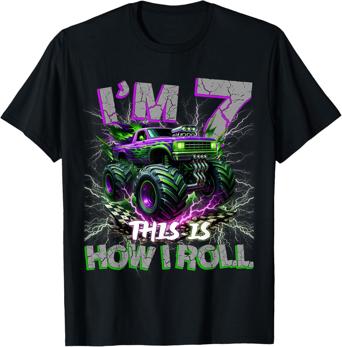Im 7 Years Olds Monster Truck 7th Birthday Boy Gifts Outfit T-Shirt