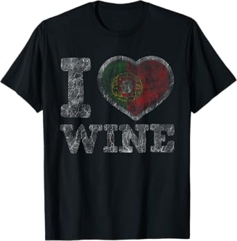 I Love Portuguese Wine T-Shirt Portugal Heart Flag T-Shirt