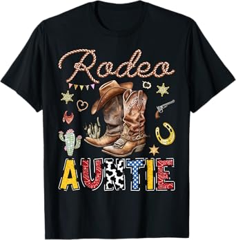 Rodeo Auntie Western Cowboy Birthday Matching Family T-Shirt