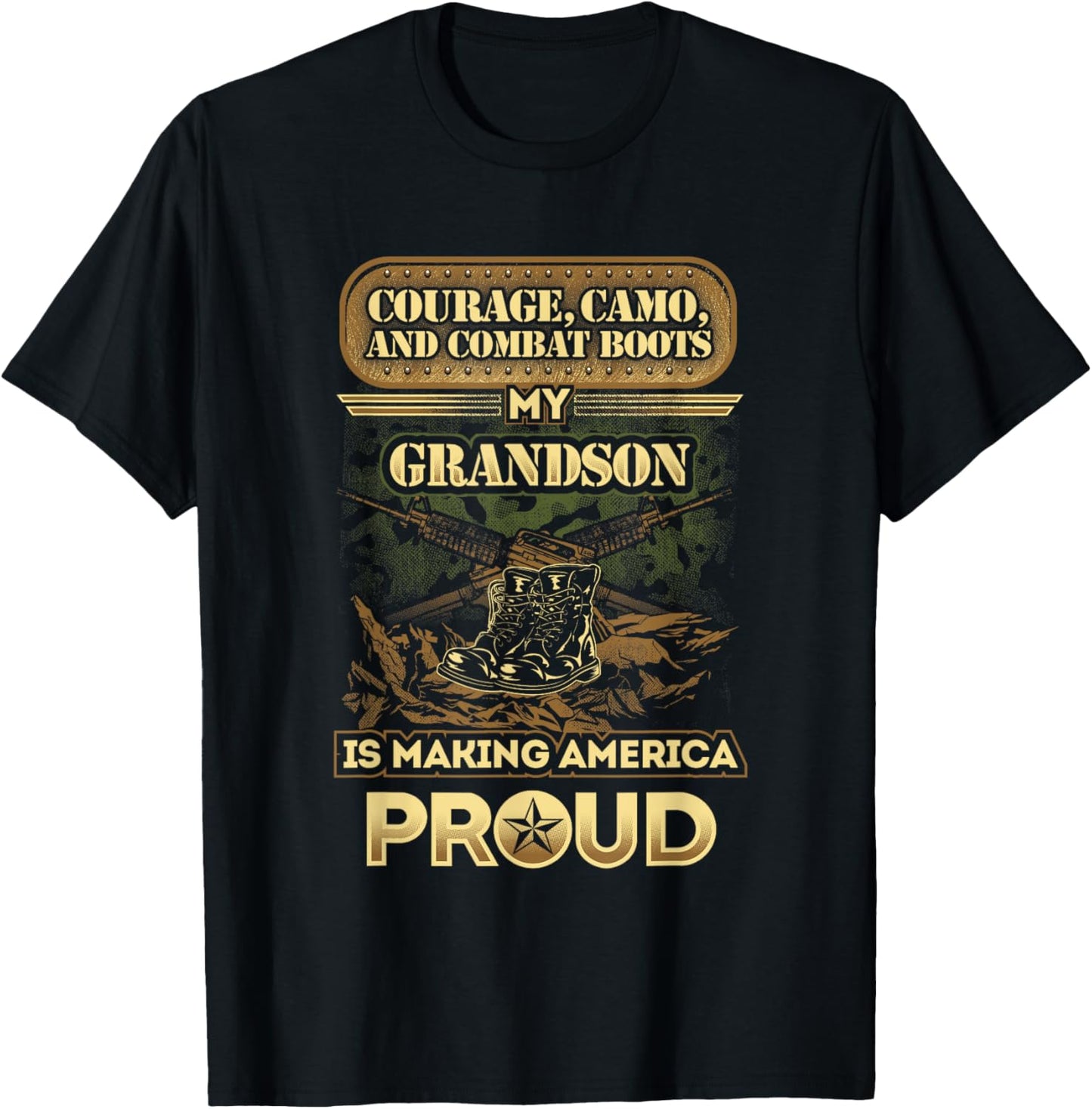 My Grandson Is A Soldier - Proud Military Grandparent T-Shirt