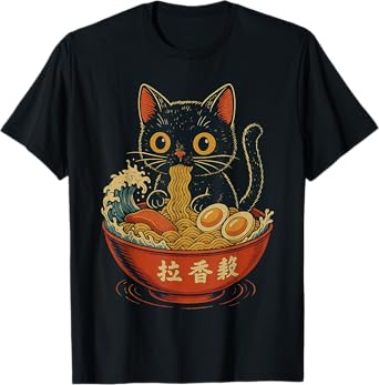 Funny Kawaii Cat Ramen Wave Aesthetic Japanese Ramen Cat T-Shirt