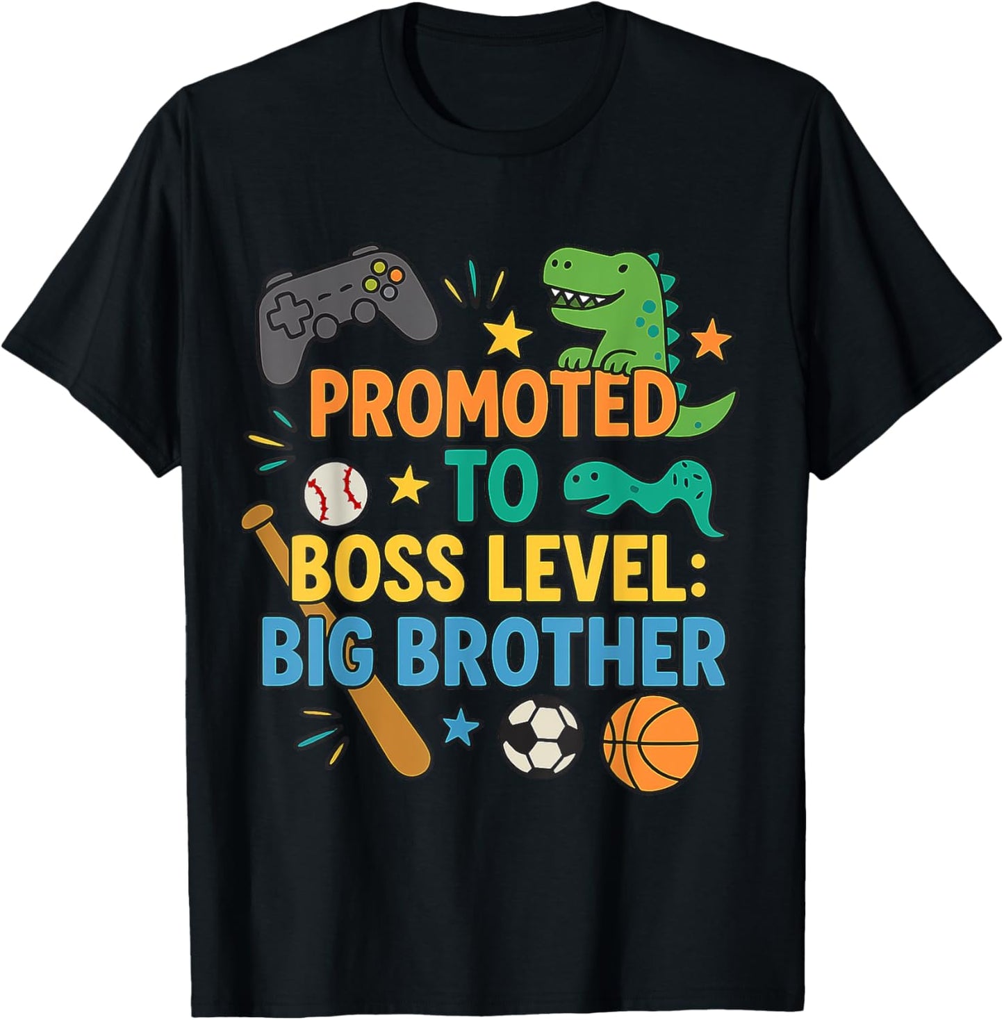 Big Brother Promoted To Boss Level Dino Design Funny Kids T-shirt by TeeBrew
