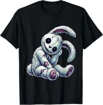 Zombie Bunny Stitched Easter gothic and Creepy Halloween T-Shirt