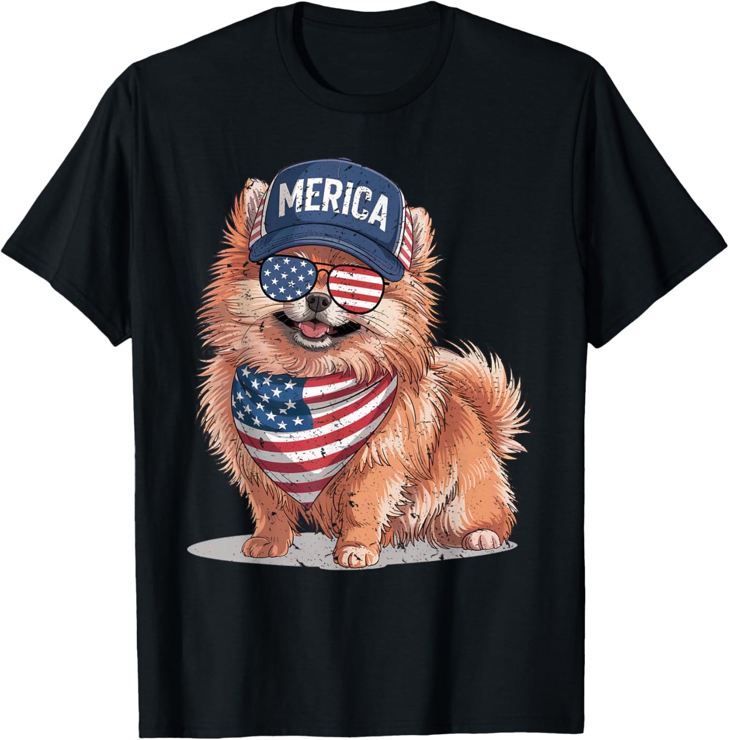 Pomeranian 4th Of July Us American Flag Pom Dog Patriotic T-shirt