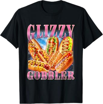 Glizzy Gobbler Funny Wiener Hot Dog Meme Bootleg Graphic T-Shirt