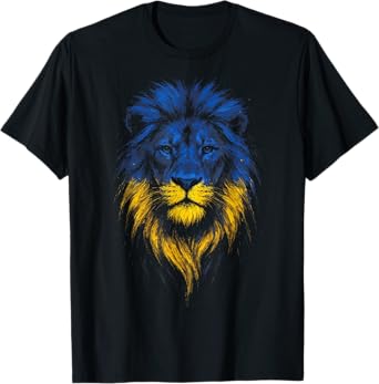 Lion Strength Art Ukrainian Flag Ukraine T-Shirt
