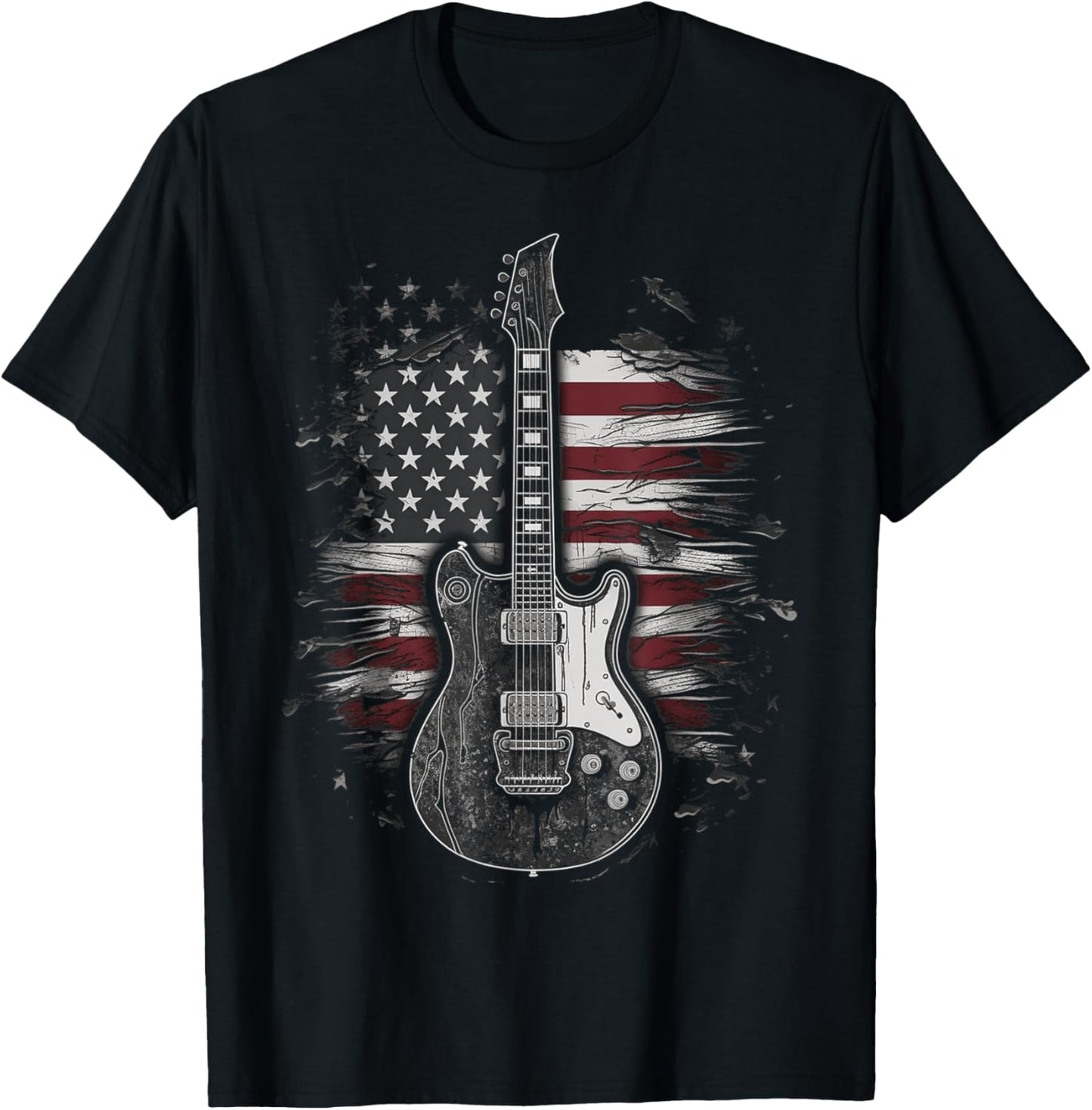 American Flag Guitar Rock Music USA Flag Gift for Guitarist T-Shirt