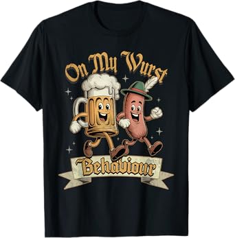 Oktoberfest On My Wurst Behavior Funny Raccoon German Beer T-Shirt