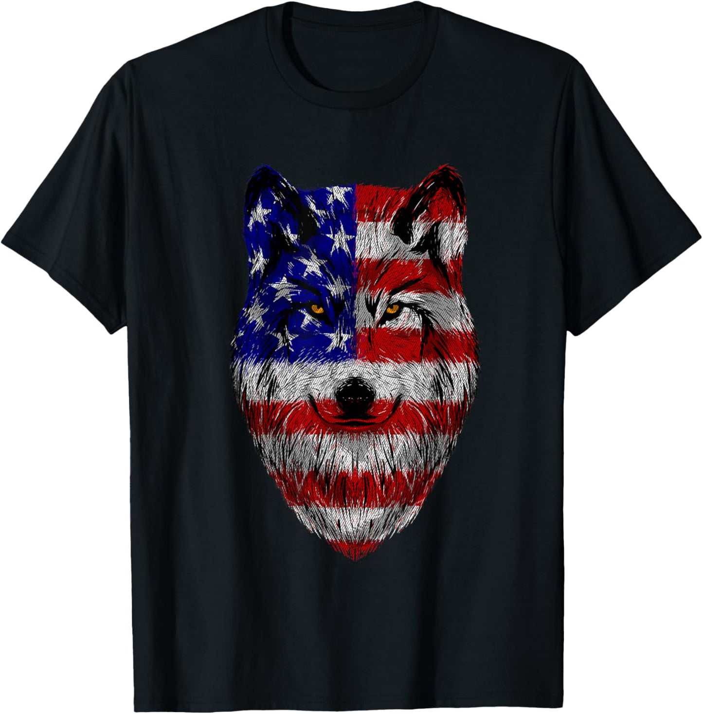Patriotic Wolf - USA American Flag 4th of July Fourth T-Shirt
