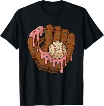 Baseball Drip for Boys Ice Cream Drip Baseball Glove T-Shirt