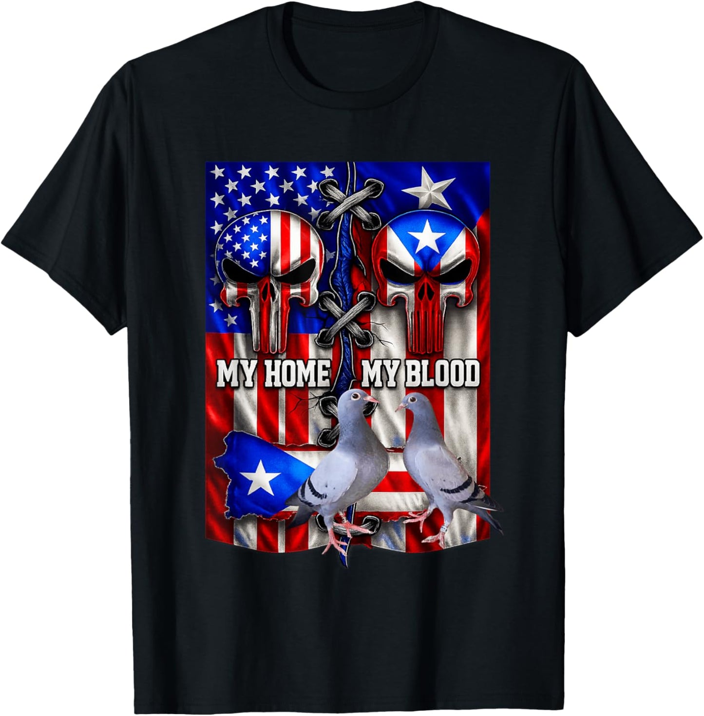 Cuban Americans My Home My Blood Racing Pigeons T-Shirt