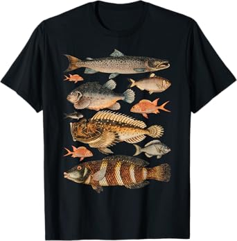 Fish Species Biology Sketch For Kids & Fisherman - Fishing T-Shirt
